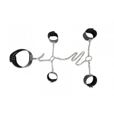 Набор для фиксации: наручники, оковы и ошейник, соединённые цепями и кольцами фото 2
