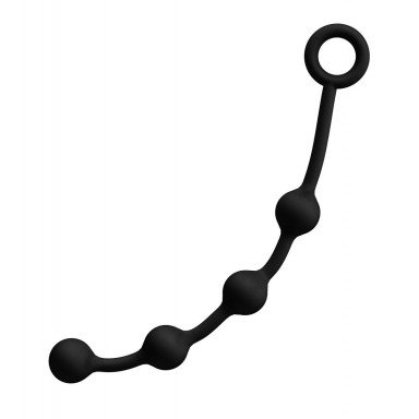 Чёрная анальная цепочка с 4 шариками - 33 см., фото