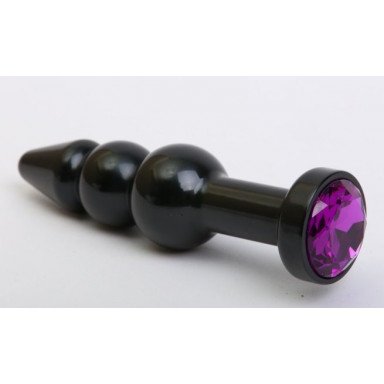 Чёрная анальная ёлочка с фиолетовым кристаллом - 11,2 см., фото