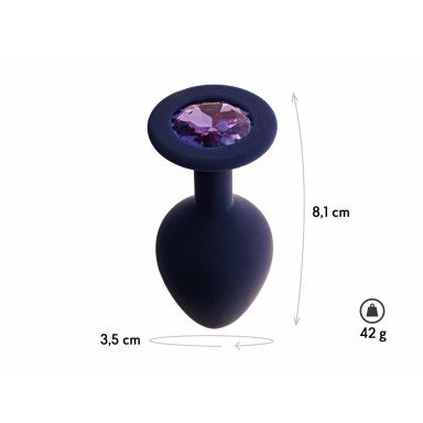 Черничная анальная пробка с фиолетовым кристаллом Gamma M - 8,1 см. фото 2