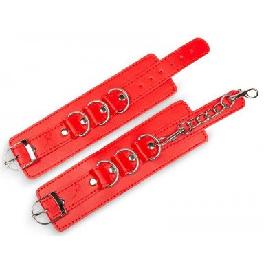 Красные наручники на застежках с цепочкой, фото