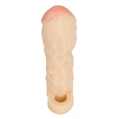 Закрытая удлиняющая насадка на пенис с подхватом мошонки Thicker Bigger Extension - 17 см. фото 2
