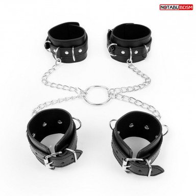 Комплект наручников и оков на металлических креплениях с кольцом, фото