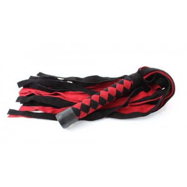 Черно-красная замшевая плеть с ромбами на рукояти - 60 см., фото