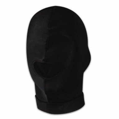 Черная эластичная маска на голову с прорезью для рта, фото