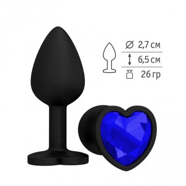 Черная силиконовая пробка с синим кристаллом - 7,3 см. фото 2