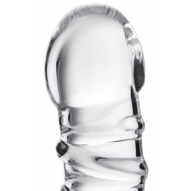 Фаллос со спиралевидным рельефом из прозрачного стекла - 16 см. фото 3