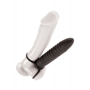 Рельефная насадка на пенис для двойной стимуляции Ribbed Double Trouble - 16,5 см., фото