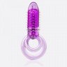 Фиолетовое виброкольцо с подхватом мошонки DOUBLE O 8 PURPLE, фото