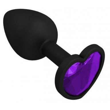 Черная силиконовая пробка с фиолетовым кристаллом - 7,3 см., фото