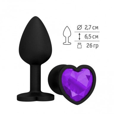 Черная силиконовая пробка с фиолетовым кристаллом - 7,3 см. фото 2