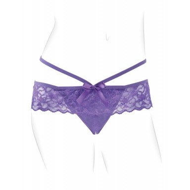 Фиолетовые трусики с вибропулей и пультом Crotchless Panty Thrill-Her