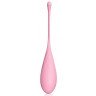 Нежно-розовый каплевидный вагинальный шарик со шнурком, фото