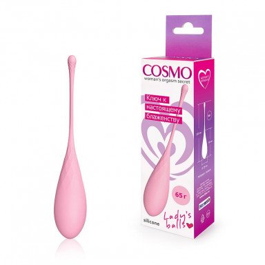 Нежно-розовый каплевидный вагинальный шарик со шнурком фото 2