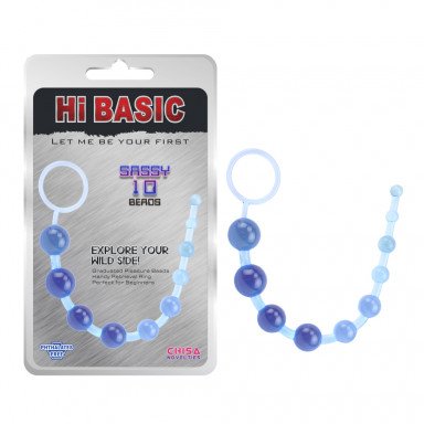 Голубая анальная цепочка Sassy Anal Beads - 26,7 см. фото 2