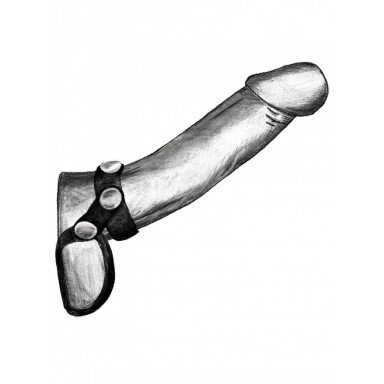Черное эрекционное лассо на пенис и мошонку на заклепках фото 2