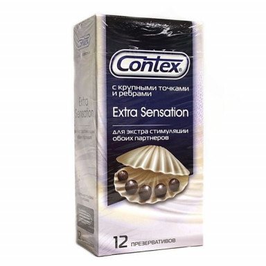 Презервативы с крупными точками и рёбрами Contex Extra Sensation - 12 шт. фото 2