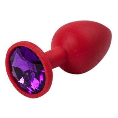 Красная силиконовая пробка с фиолетовым кристаллом - 7,1 см., фото