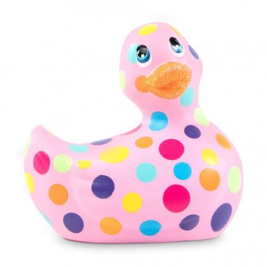 Розовый вибратор-уточка I Rub My Duckie 2.0 Happiness в разноцветный горох, фото