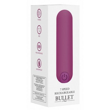 Фиолетовая перезаряжаемая вибропуля 7 Speed Rechargeable Bullet - 7,7 см. фото 3