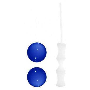 Синие стеклянные вагинальные шарики Ben Wa Medium в белой оболочке фото 4