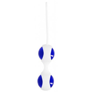 Синие стеклянные вагинальные шарики Ben Wa Medium в белой оболочке фото 5