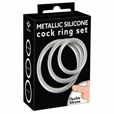 Набор из 3 эрекционных колец под металл Metallic Silicone Cock Ring Set фото 2
