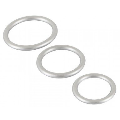 Набор из 3 эрекционных колец под металл Metallic Silicone Cock Ring Set фото 3