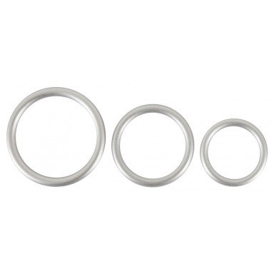 Набор из 3 эрекционных колец под металл Metallic Silicone Cock Ring Set фото 4