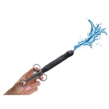 Черный шприц в форме пениса для введения лубриканта Jizz Shooter Silicone Dildo Lube - 19,7 см. фото 4