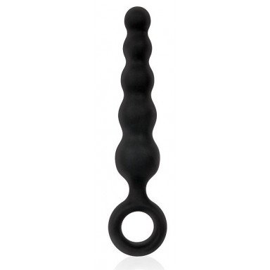 Черный анальный стимулятор-елочка с ограничительным колечком - 8,5 см., фото