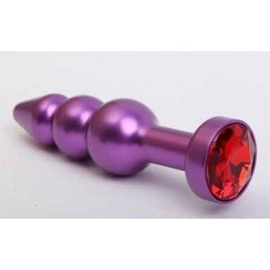 Фиолетовая фигурная анальная ёлочка с красным кристаллом - 11,2 см., фото