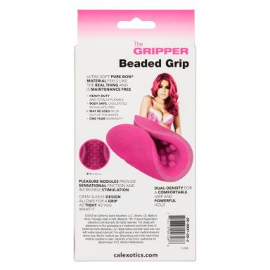 Розовый рельефный мастурбатор Beaded Grip фото 3