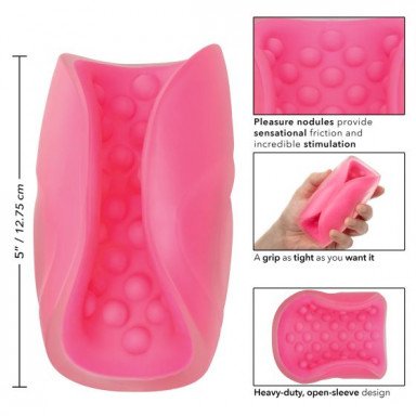 Розовый рельефный мастурбатор Beaded Grip фото 4