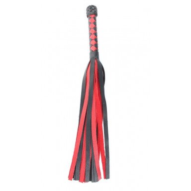 Черно-красная плеть с плетеной ромбовидной ручкой - 58 см. фото 3