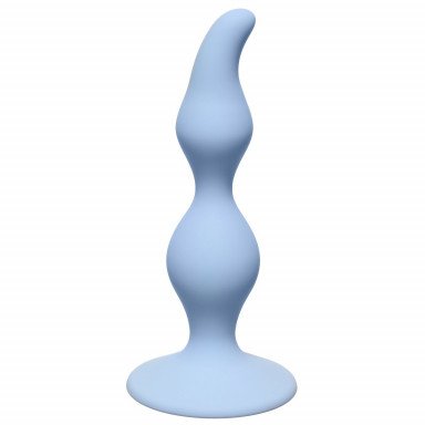 Голубая анальная пробка Curved Anal Plug Blue - 12,5 см., фото