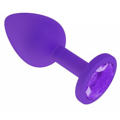 Фиолетовая силиконовая пробка с фиолетовым кристаллом - 7,3 см. фото 2