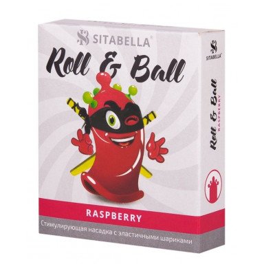 Стимулирующий презерватив-насадка Roll Ball Raspberry, фото