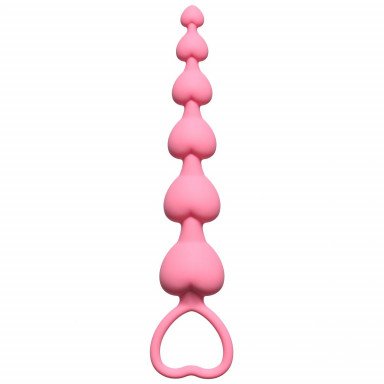 Розовая анальная цепочка Heart s Beads Pink - 18 см., фото