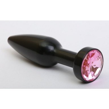 Чёрная удлинённая пробка с розовым кристаллом - 11,2 см., фото