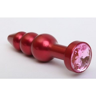 Красная анальная ёлочка с розовым кристаллом - 11,2 см., фото