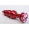 Красная анальная ёлочка с розовым кристаллом - 11,2 см., фото