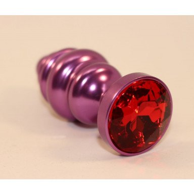 Фиолетовая фигурная пробка с красным кристаллом - 7,3 см. фото 2