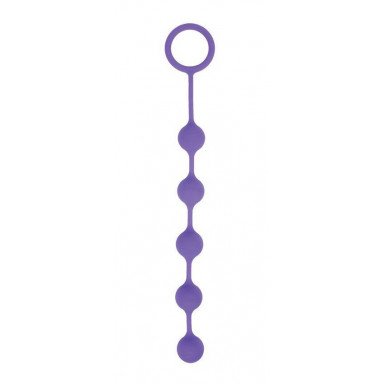 Фиолетовая анальная цепочка с кольцом-ограничителем - 23 см., фото