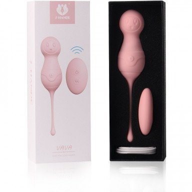 Нежно-розовые вагинальные шарики VAVA с пультом ДУ фото 4