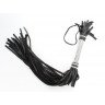 Черная длинная плеть с серебристой ручкой - 56 см., фото
