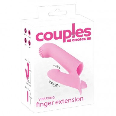 Нежно-розовая двойная вибронасадка на палец Vibrating Finger Extension - 17 см. фото 2