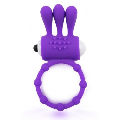 Фиолетовое эрекционное кольцо c вибропулей и усиками, фото