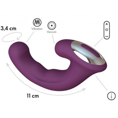 Фиолетовый вибратор Phoenix с вакуумной стимуляцией клитора - 18 см. фото 2