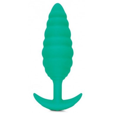 Зеленый ребристый анальный виброплаг Twist - 15,3 см., фото